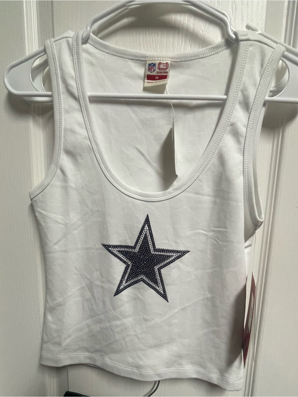 NFL Dallas Cowboys Women's White Tank Top with bling Navy Star